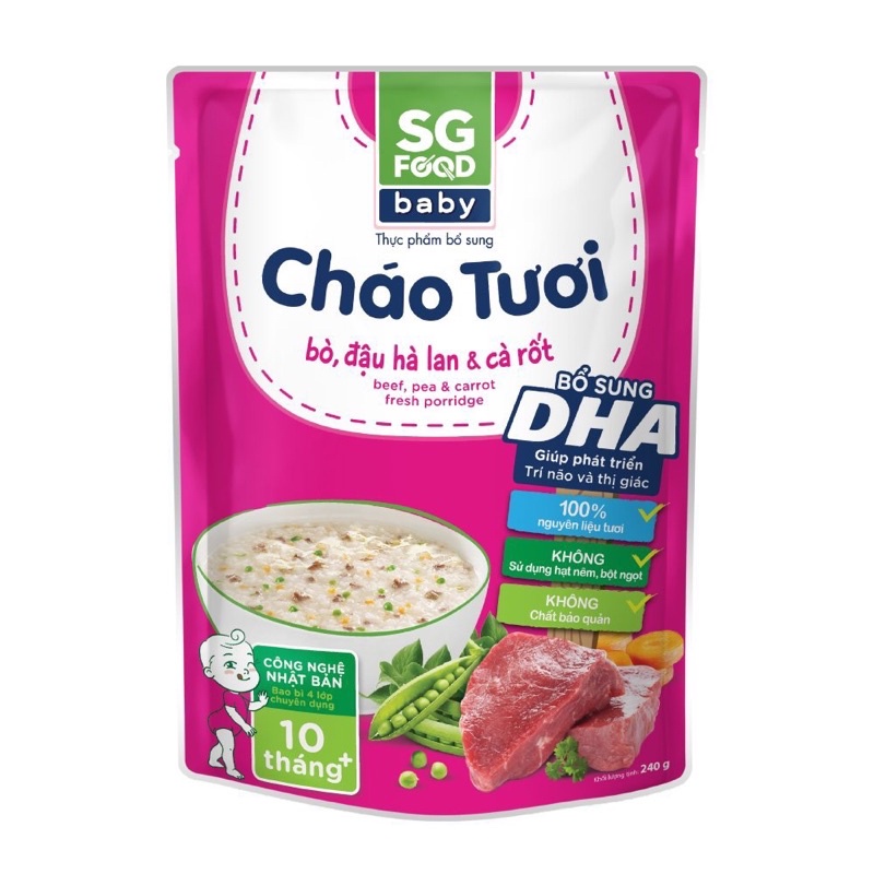 Cháo tươi Sài gòn Food Baby 240 Cho Bé từ 10 Tháng 6 vị