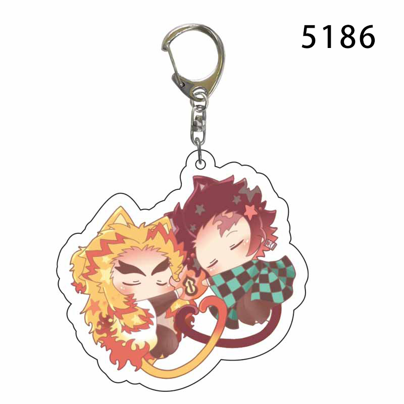 Demon Slayer Tanjirou Nezuko Móc Khóa Mèo Đuôi Trái Tim Tình Yêu Móc Khóa Acrylic Túi Mặt Dây Chuyền Móc Khóa Anime Nhật Bản Lưu Niệm
