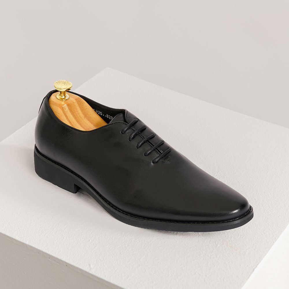 Giày da nam cao cấp màu đen da bò hàng hiệu Tâm Anh form giày ôm chân mã GNTA820-D