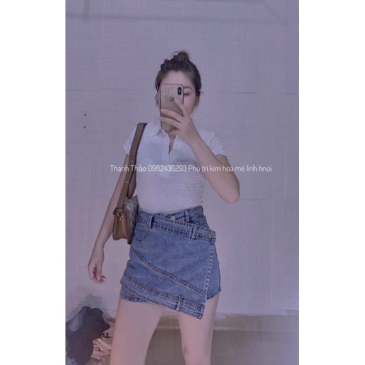 CHÂN VÁY BÒ KIỂU🍀QUẦN VÁY JEAN VẠT LỆCH SANG CHẢNH | BigBuy360 - bigbuy360.vn