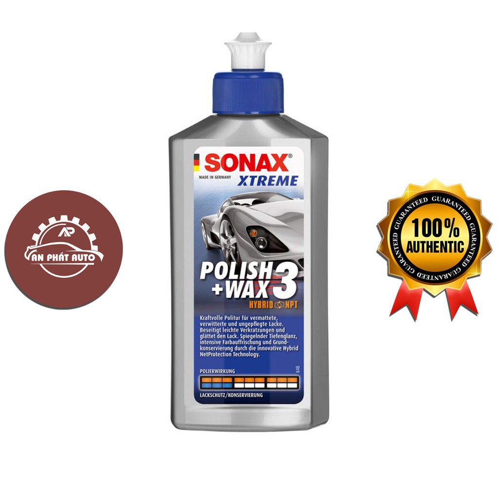 SONAX - Xoá Xước, Đánh Bóng, Bảo Vệ Sơn Ô Tô (Sonax Xtreme Polish + Wax 3 in 1 Hybrid NPT 250ml)  [Hàng Đức Chính Hãng]