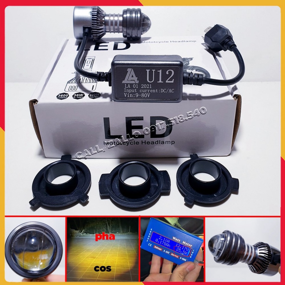 ✅ Bóng Đèn Bi Cầu U12 Chân H4 Thông Dụng 2 Màu Gắn Oto - Xe Máy ✅ Ảnh thật Sp
