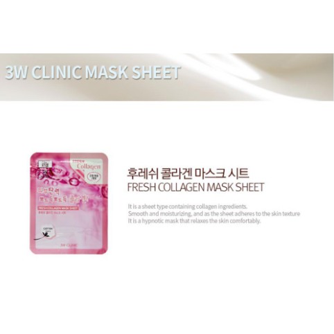 Combo 10 Mặt Nạ Tái Tạo Da Từ Collagen 3w Clinic Fresh Collagen Mask Sheet 23ml  x 10