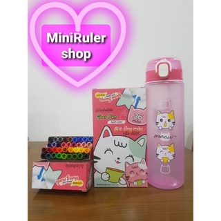 Bút lông màu rửa được-Fiber Pen Washable Colokit Thiên Long 36 màu + Bình nước Meow