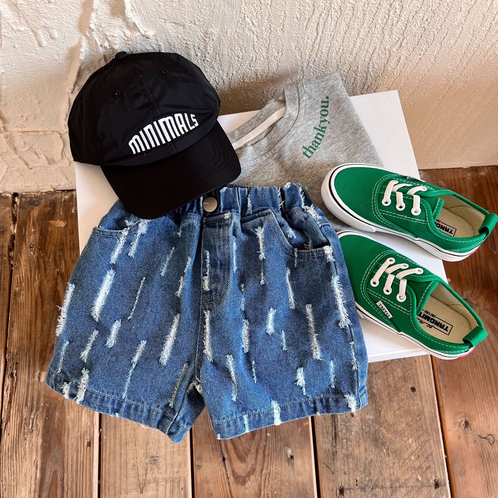 Quần short jean xước nhiều cho bé trai bé gái mùa hè mới B70-21168