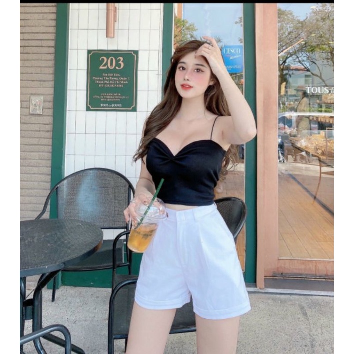 Áo croptop 2 dây sợi bún nhíu ngực