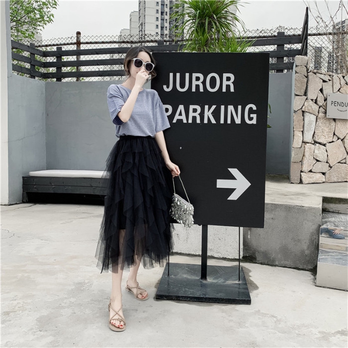 Chân Váy Lưới Lệch Tà Kiểu Dáng Nhẹ Nhàng Thanh Lịch Cho Nữ | BigBuy360 - bigbuy360.vn