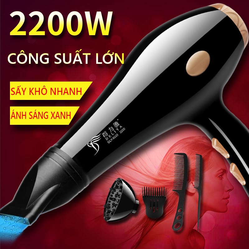 OT07B Máy sấy tóc DELIYA 2200W mua 1 tặng 5,  thổi gió lanh và nóng, công suất cao, 5 mức chỉnh nhiệt và gió vinhthuan.