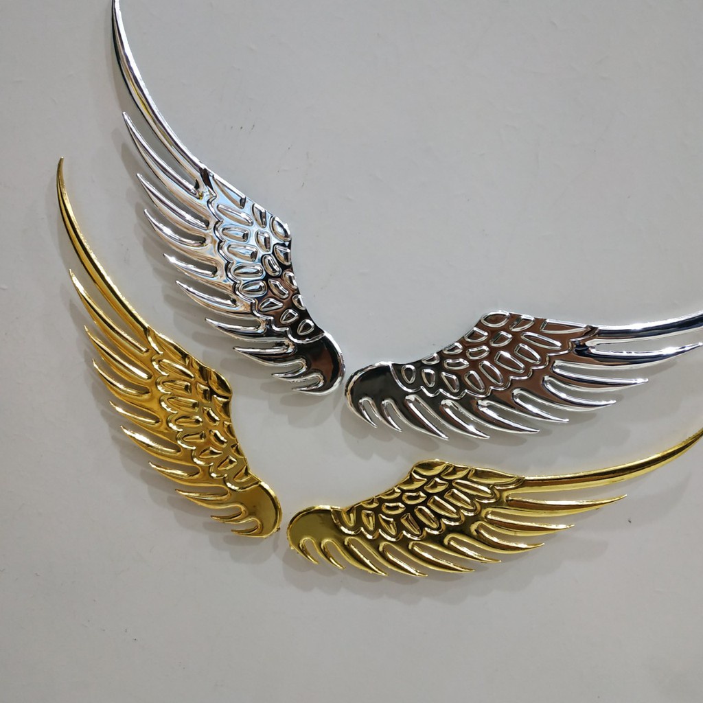 Đôi cánh thiên thần 3D dán trang trí logo hãng ô tô bằng chất liệu hợp kim