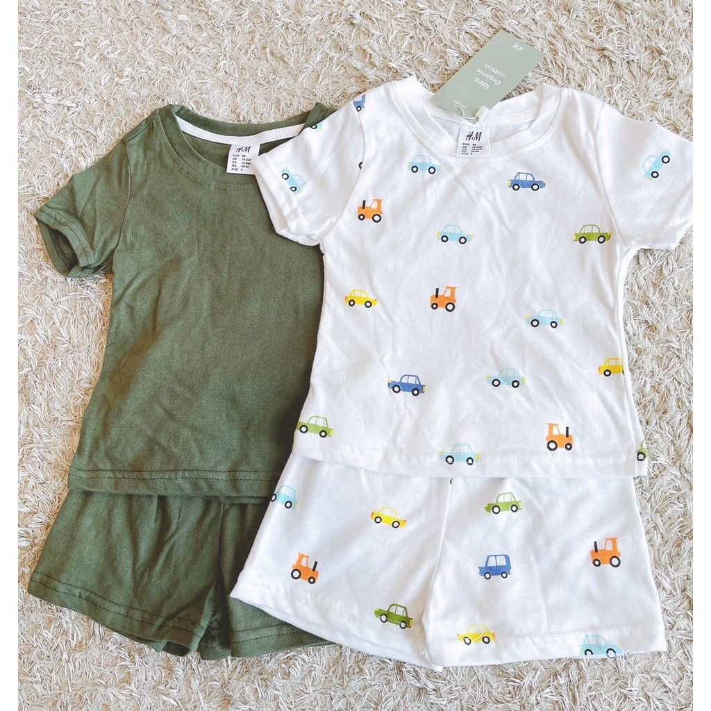 Quần áo trẻ em-Set 2 bộ HM ÔTô cho bé trai từ 9 đến 20kg