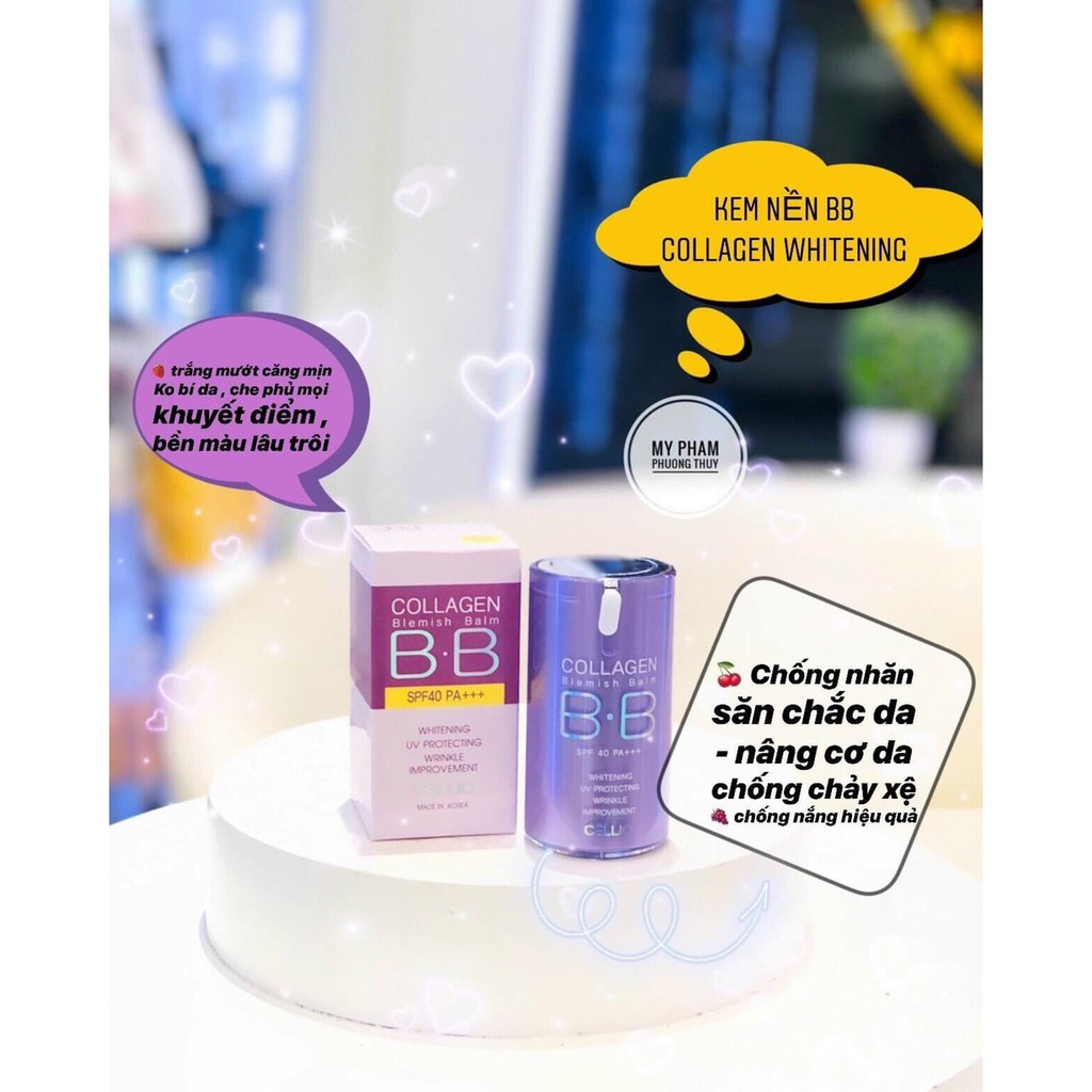 Kem nền trang điểm chống nắng BB Cream Collagen Cellio SPF 40 PA++Hàn Quốc giúp da trắng sáng mịn màng | BigBuy360 - bigbuy360.vn