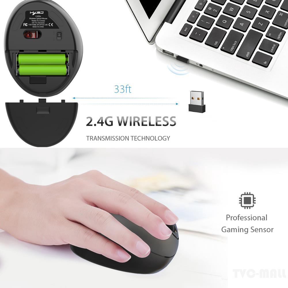 HXSJ 2.4G Wireless Prevention Ergonomic Black Vertical Mouse