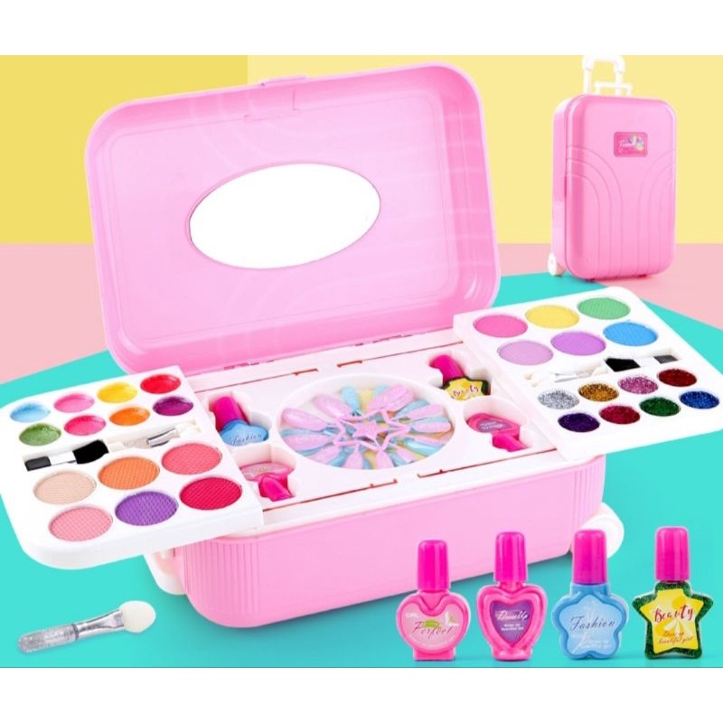 Vali trang điểm và làm móng cao cấp cho bé và búp bê, tặng kèm 1 vỉ nail sticker