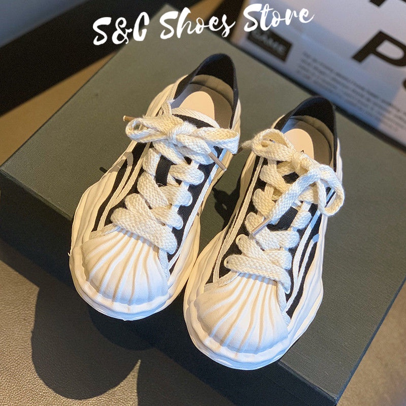 S&c Giày Thể Thao Vải Bạt Đế Dày 4CM Cao Hở Ngón Tăng Chiều Cao Đơn Giản Thời Trang Cho Nữ