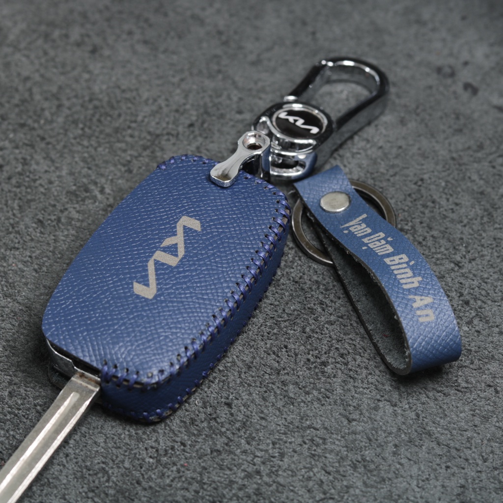 Bao da bọc ốp chìa khoá xe ô tô KIA Morning, Sonet, Soluto chìa gập cắm ổ da bò nhiều màu khâu thủ công KIA6