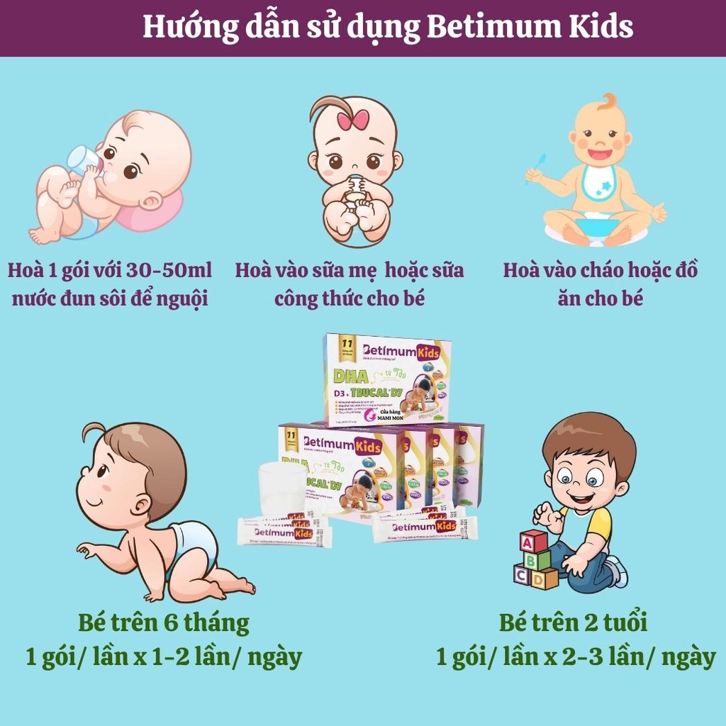 Siro ăn ngon ngủ ngon tăng sức đề kháng cho bé Betimum Kids Shop Mami Mon bổ sung vitamin men vi sinh tiêu hoá cho trẻ