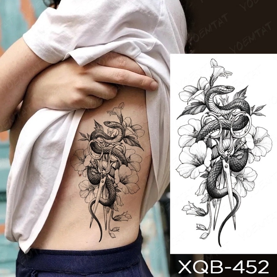 Hình Xăm Dán Tạm Thời Hình Rắn/ Rồng/ Hổ/ Hoa Hồng Chống Thấm Nước Cho Nam Và Nữ