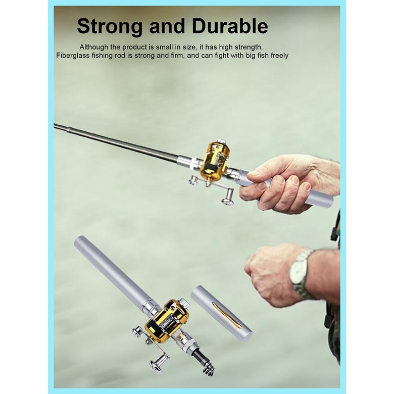 Bộ Cần Câu Cá Mini Hình Cây Bút Bỏ Túi Siêu Bền Tiện Dụng