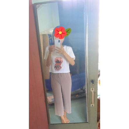 sét áo thun thái croptop quần ống rộng gân tăm