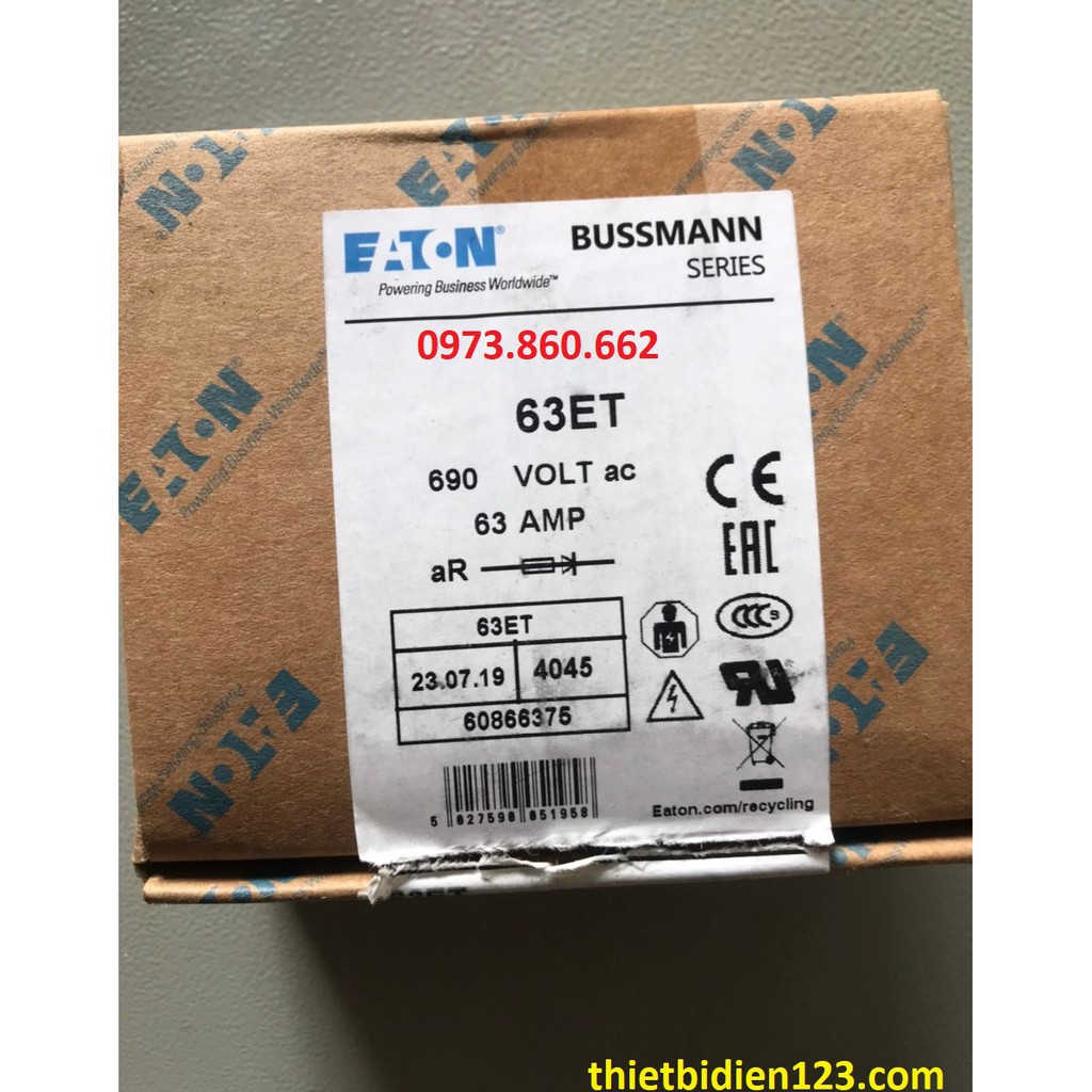 Cầu chì BUSSMANN EATON 35 / 63ET/ 80FE, 100FEa 63A 690V BS88:4