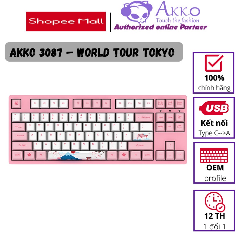 Bàn phím Akko World Tour - Tokyo 3087 (AKKO SWITCH V2) - Cổng USB