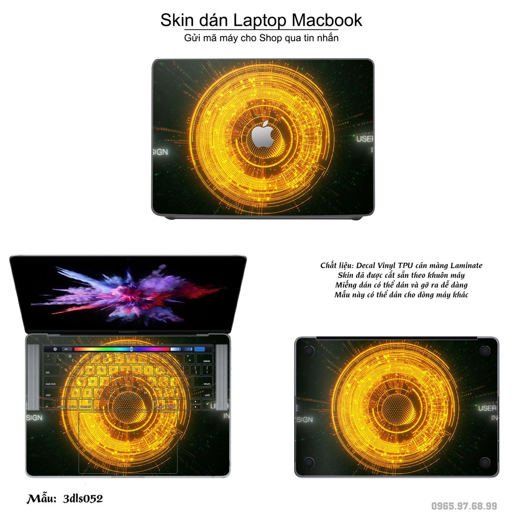 Skin dán Macbook mẫu 3Ds (đã cắt sẵn, inbox mã máy cho shop)