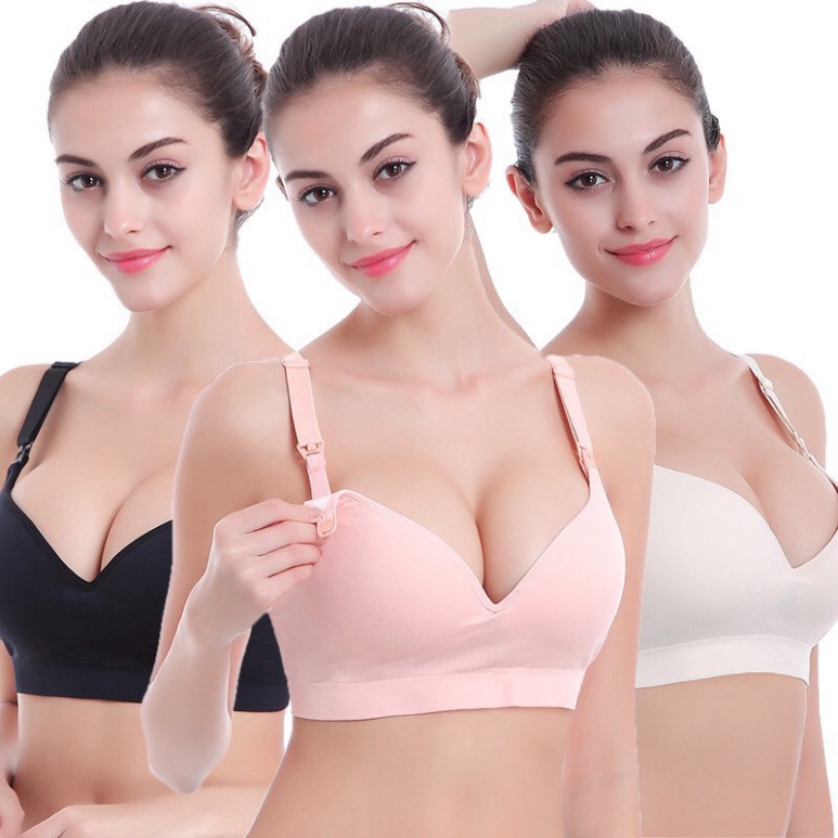 Áo lót bầu cho con bú sau sinh, không gọng, đệm mút mỏng, nâng đỡ ngực chống chảy xệ tốt, chất cotton AC32