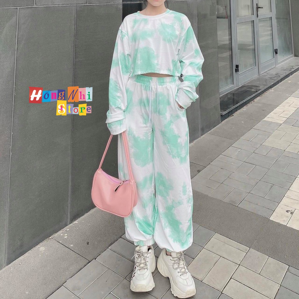 Quần Jogger 3D Ulzzang Unisex Jogger Loang Màu Bo Lai Xanh Lá - MM