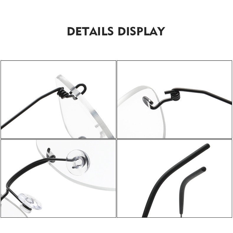 Mắt Kính Gọng Vuông Siêu Nhẹ Không Viền Bằng Titan Phong Cách Bắc Âu Cho Nam Và Nữ lb358