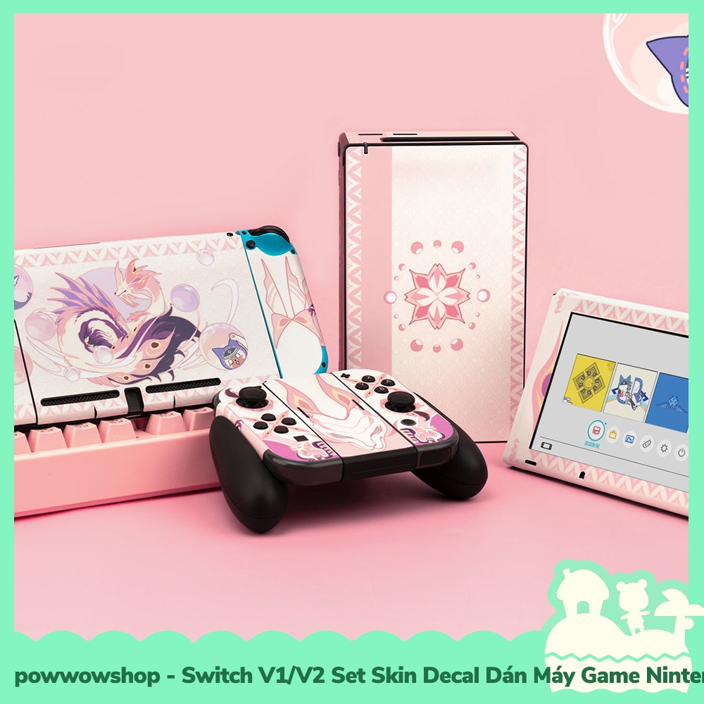 [Sẵn VN - Hỏa Tốc] Switch V1/V2 Set Skin Decal + PVC Dán Máy Game Nintendo Switch Monster Hunter Rise Mizutsune