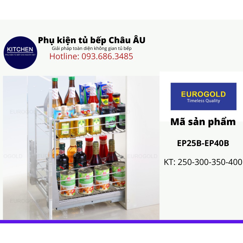 Phụ kiện tủ bếp Eurogold - Giá  da vị inox 304 cao cấp