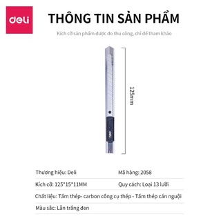 Dao rọc giấy mini Deli - chất liệu lưỡi bằng hợp kim -dễ dàng sử dụng màu Bạc - 1 cái E2034 - HOKAMI STORE