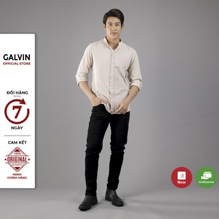 Galvin - Quần Jeans nam đen trơn basic xuất khẩu chất co giãn form slimfit QJGV32