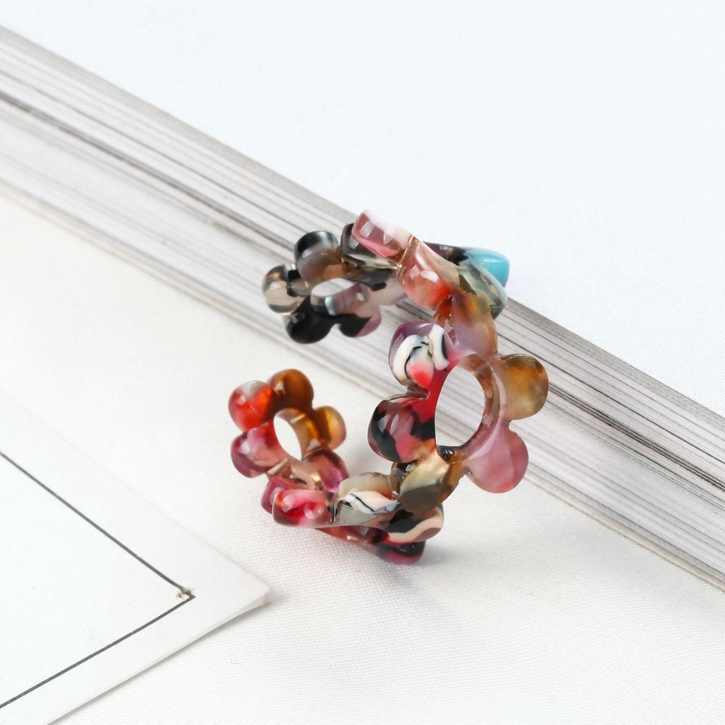 Osier1 Nhẫn Mở Acrylic Resin Hình Hoa Cổ Điển Thời Trang Cho Nữ