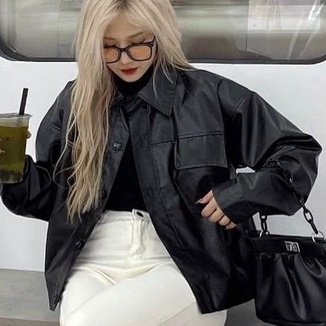 Áo khoác da basic, áo khoác da nữ phong cách cá tính trẻ trung năng động mặc đi chơi đi học đi làm