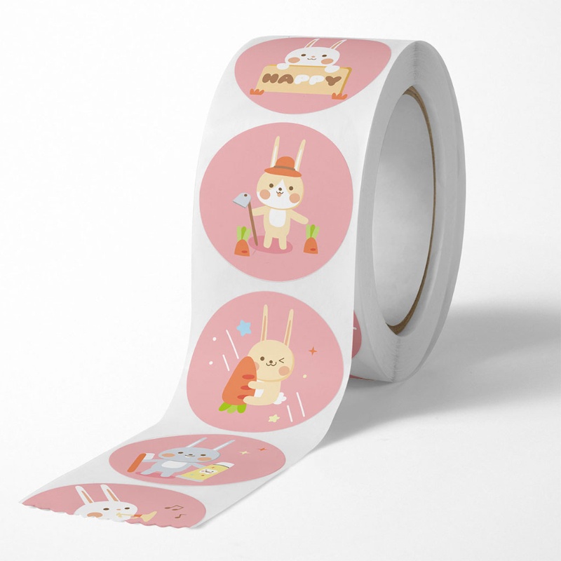 Set 500 Miếng Dán Hình Thỏ Dễ Thương Dùng Để Trang Trí Gói Bánh