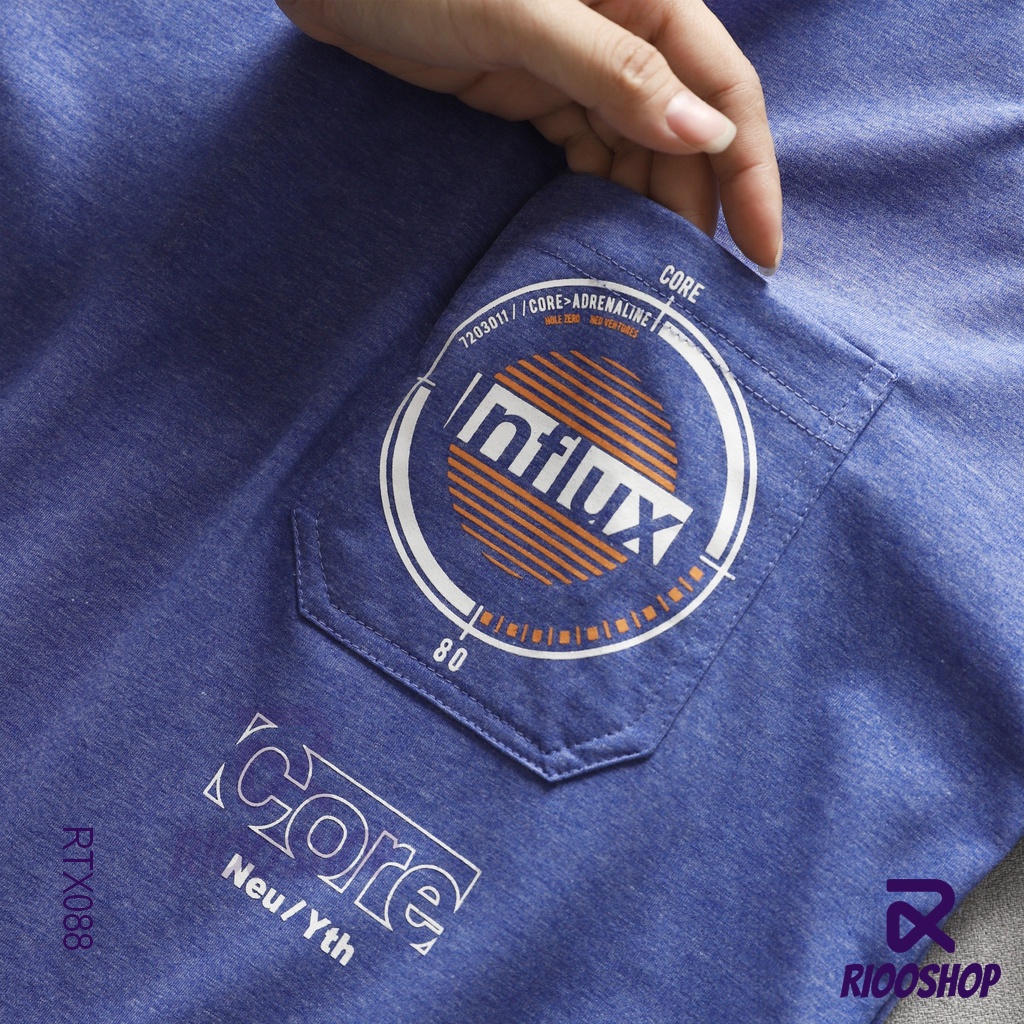 Áo phông nam đẹp, áo thun nam ngắn tay cổ tròn có túi cotton 100 INFLUX cao cấp RTX088, có size lớn, form rộng, big size