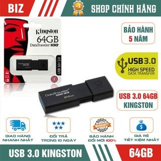 USB 3.0 64GB Kingston DT100G3 - Bảo hành 5 năm