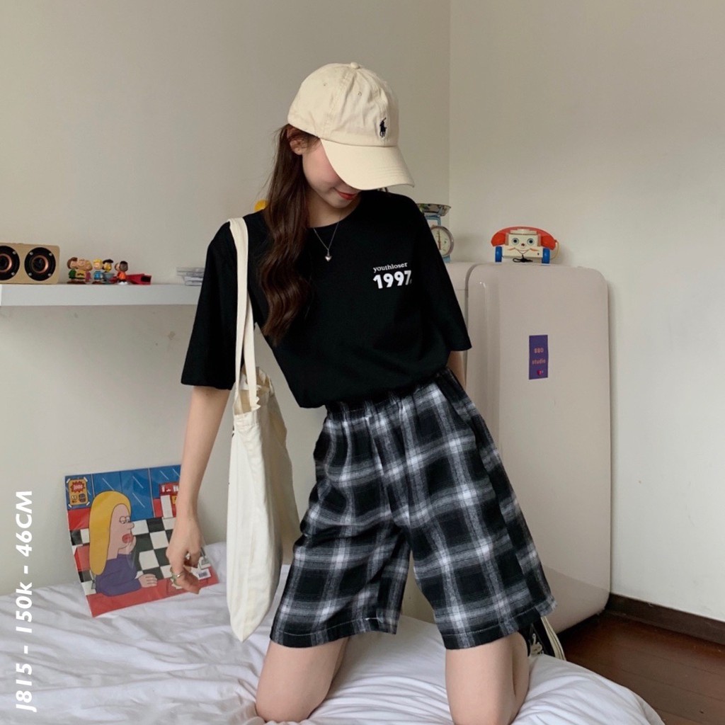 Quần Short Caro Dáng Nữ - Mã Số: J815