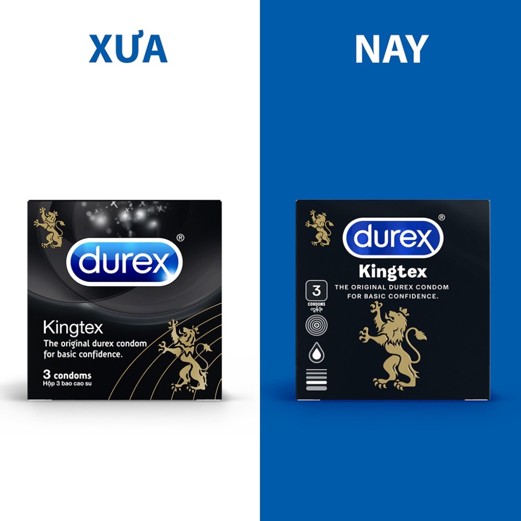 Bao cao su size nhỏ 49mm Durex Kingtex hộp 3 bao-The Love Store