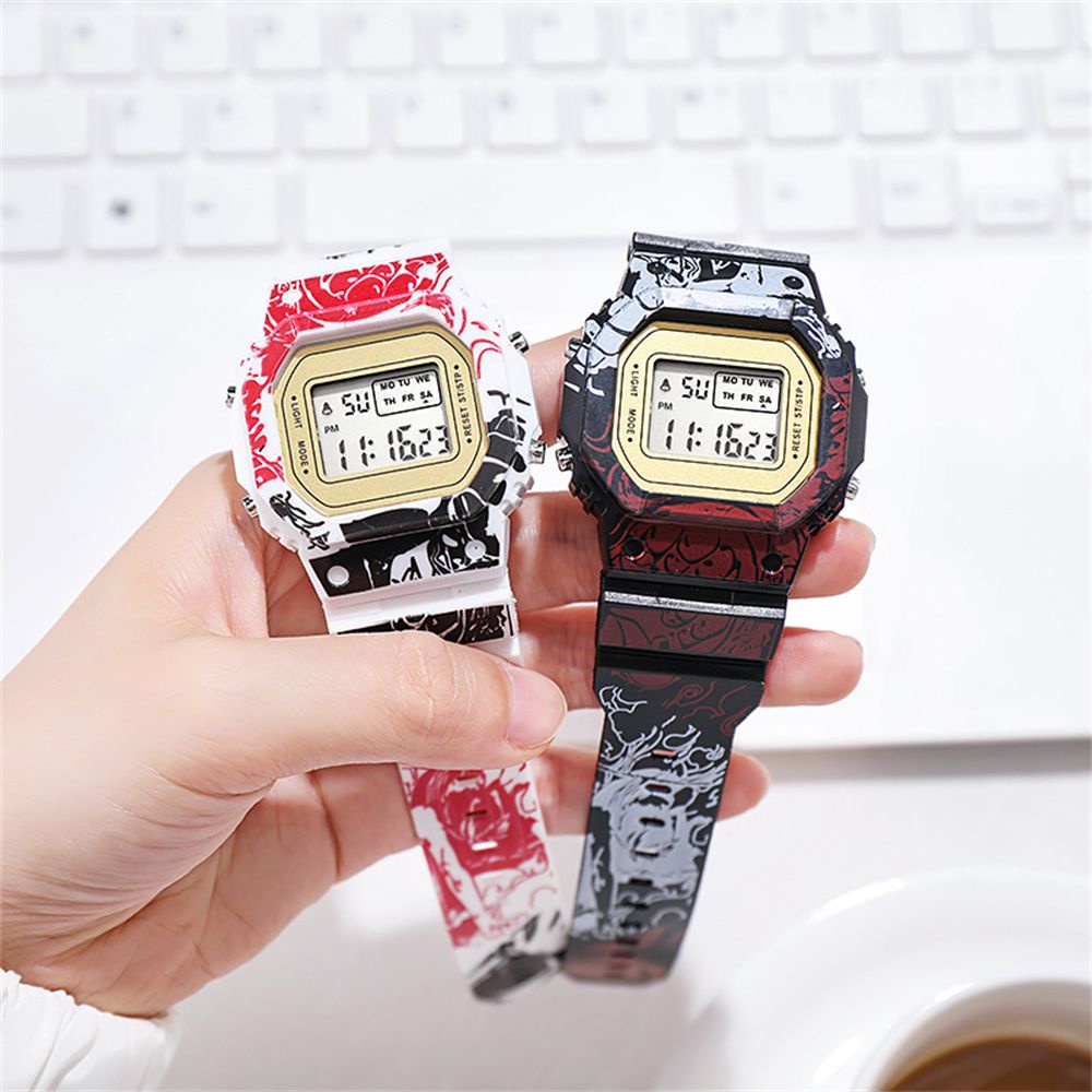 Đồng hồ điện tử đa năng chống thấm nước chống rơi họa tiết hoạt hình Luffy