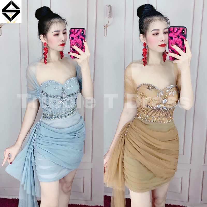 Đầm body dự tiệc lưới kết đá TRIPBLE T DRESS - size M/L - MS83Y