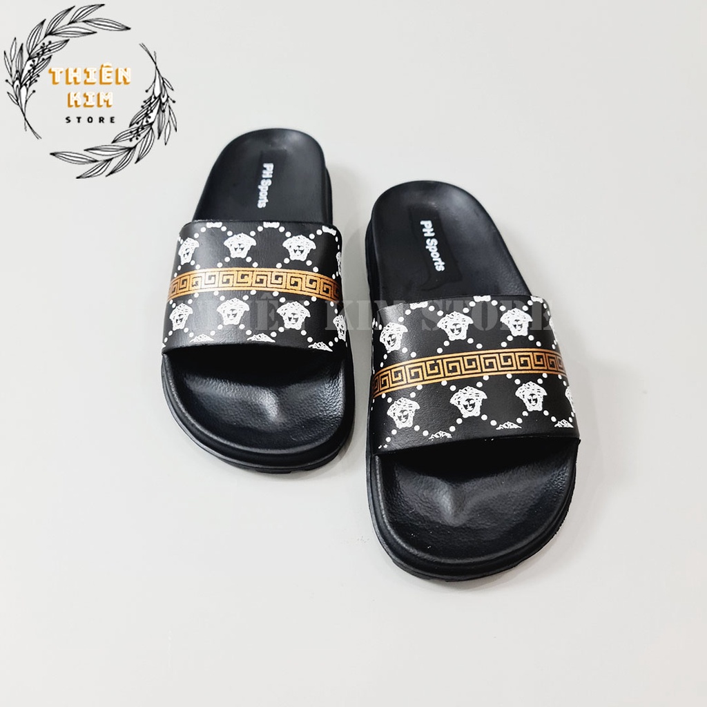 Dép nam nữ quai ngang quai nút thời trang 2 màu trắng đen D7726