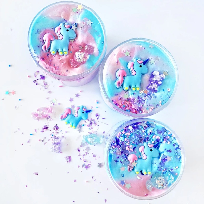 Hộp Đồ Chơi Chất Nhờn Ma Quái Slime Hình Kỳ Lân Pha Lê Lấp Lánh Thời Trang Mùa Hè Năm 2023