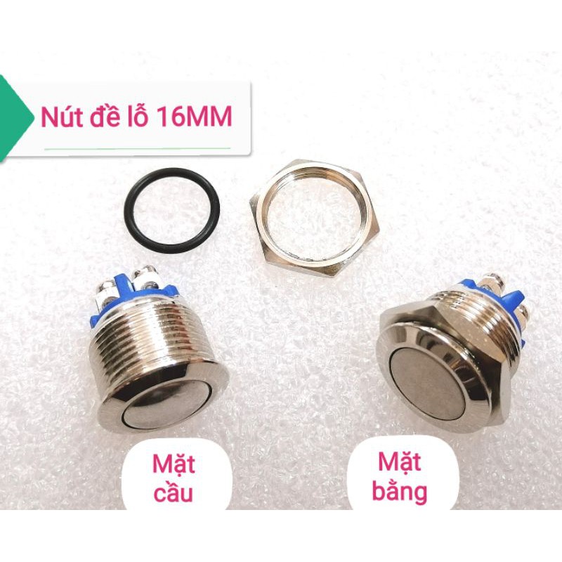 Nút đề nút nhấn nhả nút reset kim loại tiếp điểm bạc thường mở lỗ 16MM