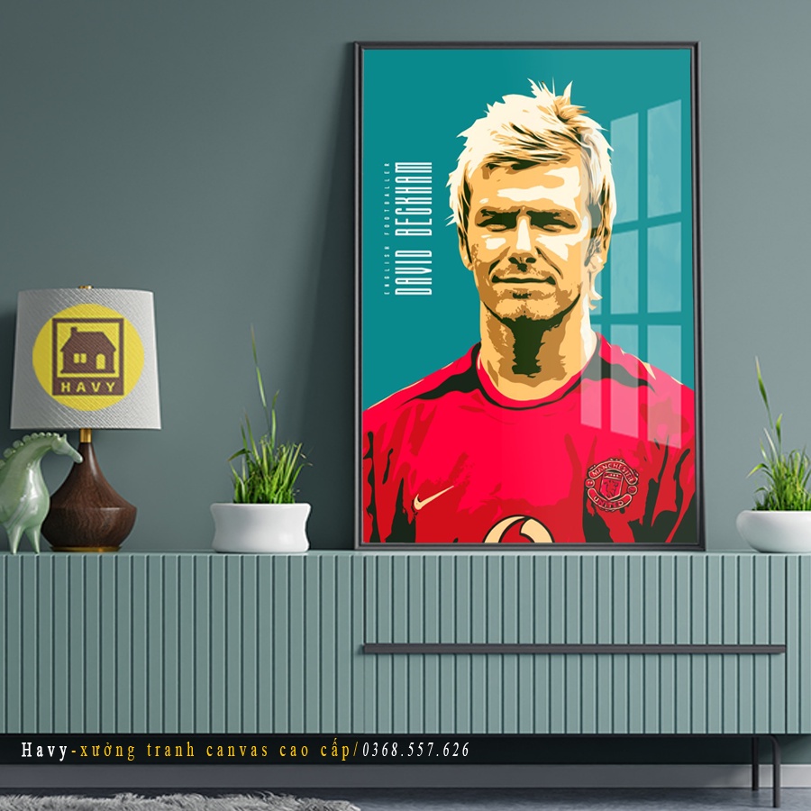 Tranh bóng đá treo tường Beckham mica gương cao cấp, tranh beckham
