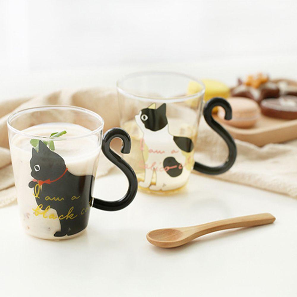 Cốc Thủy Tinh Uống Nước Có Tay Cầm Hình Mèo Sáng Tạo