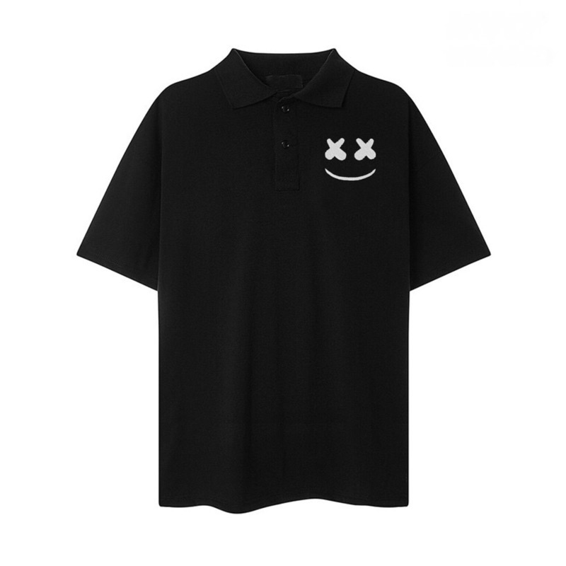 Áo Polo có cổ tay lỡ , Hoạ tiết thêu mặt cười , Form Oversize, phong cách thời trang trẻ trung , cá tính