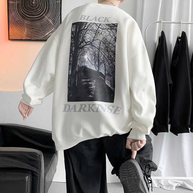 Áo sweater tay dài dáng rộng phong cách Hàn Quốc cho nam giới có size m-3xl
