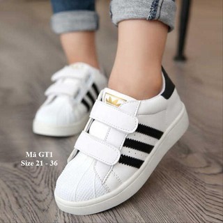 Giày thể thao trắng sọc das cho bé trai bé gái 1 2 3 4 5 6 7 8 9 10 tuổi đi học đi chơi GT1 NHÍM SHOP